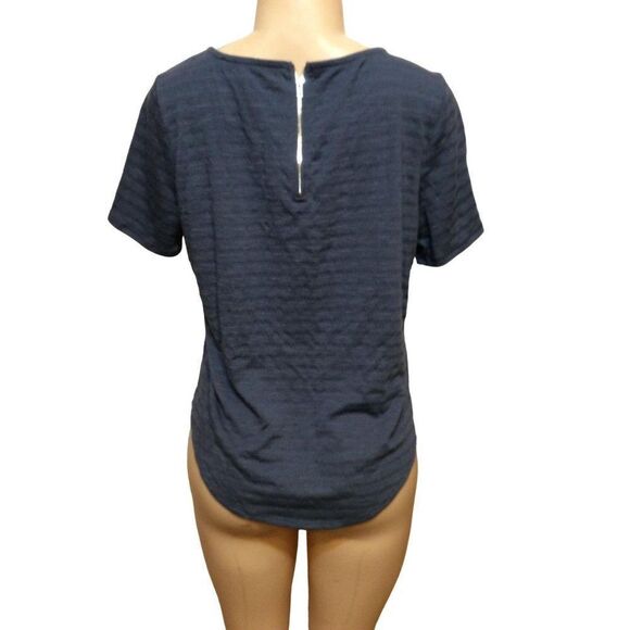 BELLE Women Short Sleeve Top With Zipper Size S Grayish Blue - Picture 2 of 3